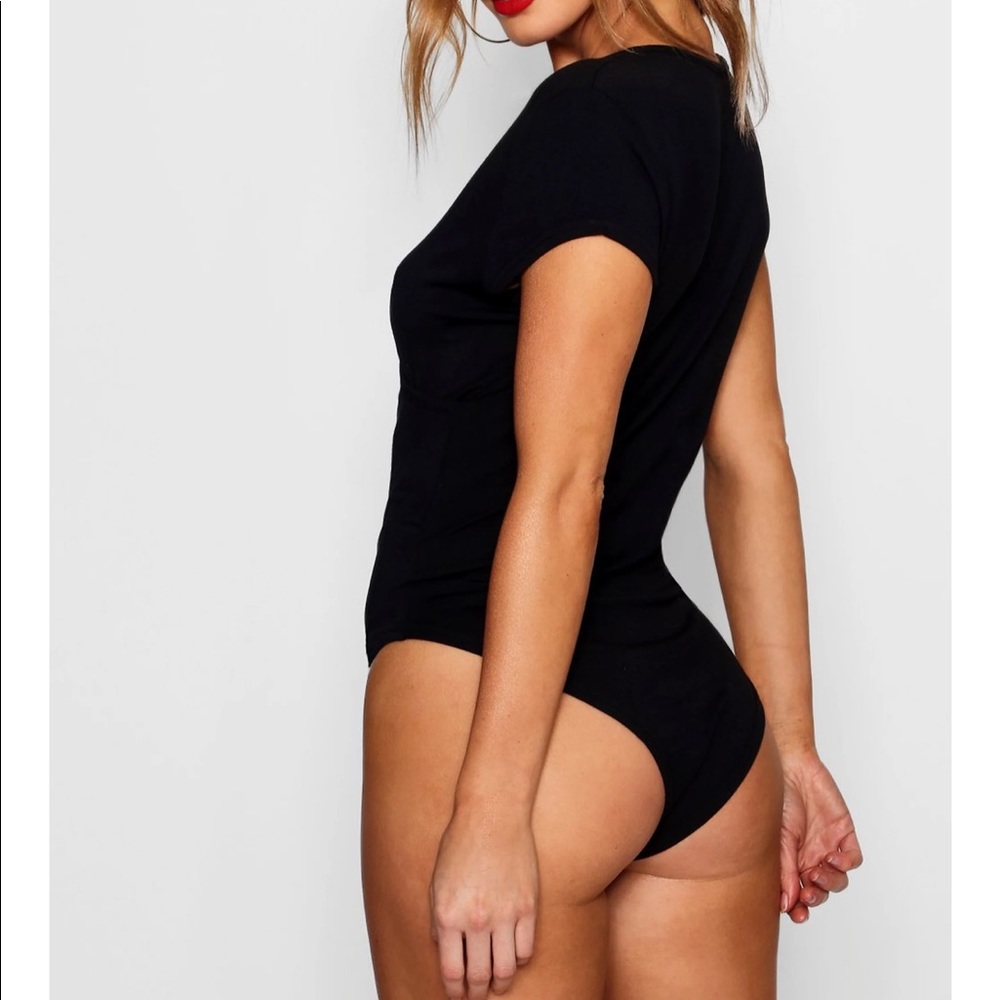 Boohoo petite basic wrap Victors bodysuit - Picture 2 of 7